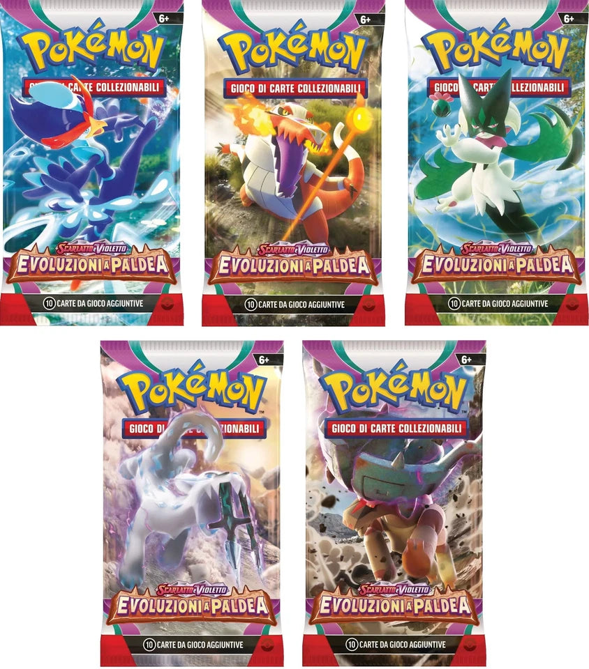 5x Busta Pokemon EVOLUZIONI A PALDEA ART SET COMPLETO - ITA