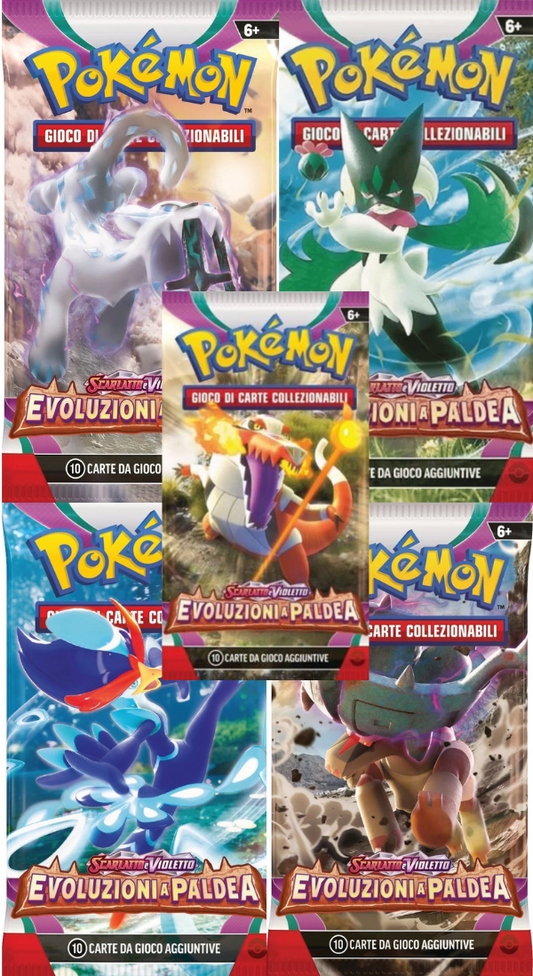 5x Busta Pokemon EVOLUZIONI A PALDEA ART SET COMPLETO - ITA