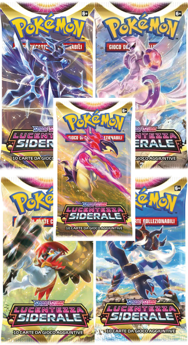 5x Busta Pokemon LUCENTEZZA SIDERALE ART SET COMPLETO - ITA